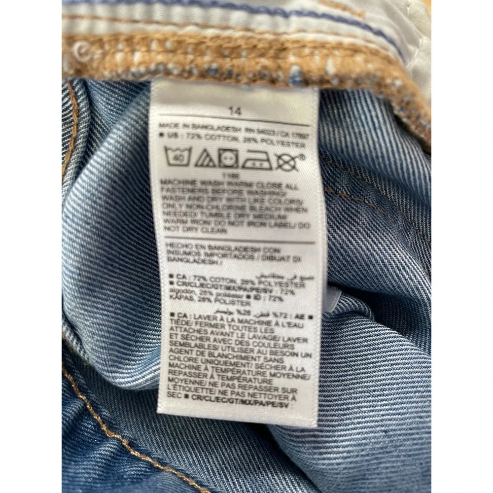 Old Navy Girls Size 14 High-Rise Slouchy Straight Jeans Built-In Tough Blue Wash